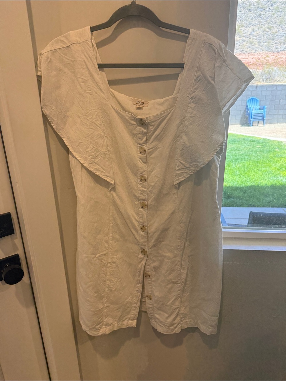 a.n.a White Button-Front Ruffle Sleeve Dress